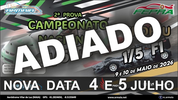 2ª. Prova do Campeonato Nacional 1/5 TC e Trofeu 1/5 F1